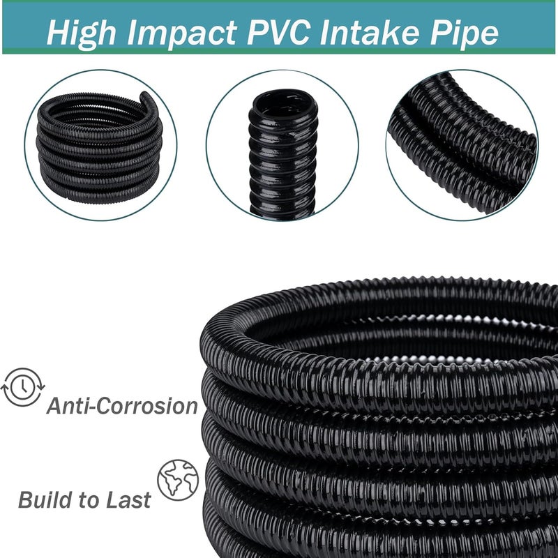 Geowaky Pond Tubing 3/4" 10ft - Black Corrugated Flexible PVC Hose, Kinkproof & Strong for Garden, Waterfall Sump Pump Hose - Image 2